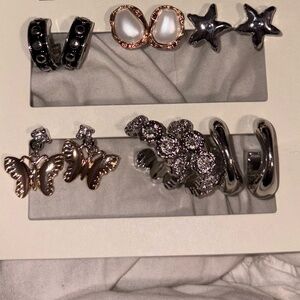 6 Pair Earring Set Y2K Butterfly Star Coquette Silver Gold